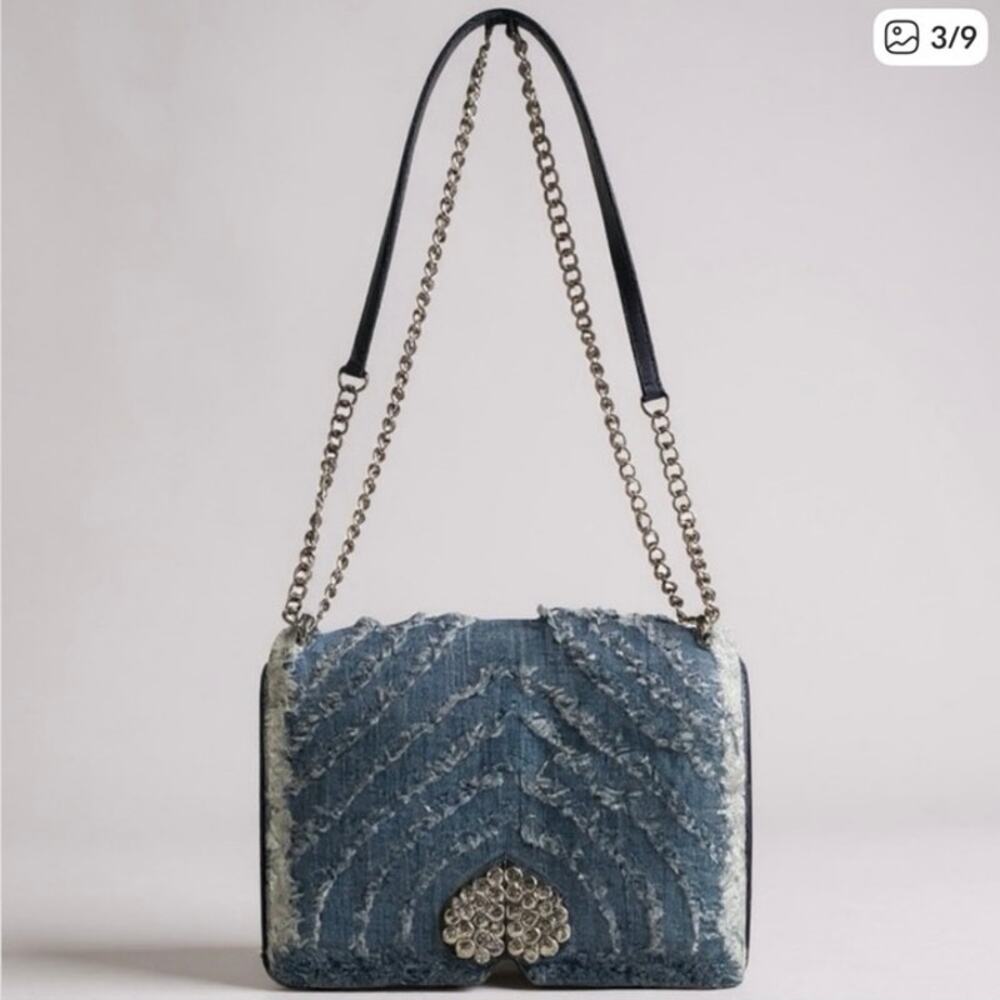 Kate Spade Denim Amelia Jeweled Shoulder Bag w/ Crystal Spade - Picture 4 of 16